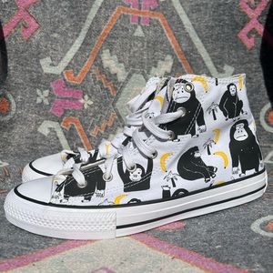 Converse Chuck Taylor All Star Hi Going Bananas Black/White Canvas Youth Sz 6